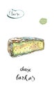 Watercolor piece of french cheese Barkas Bergkas