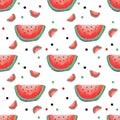 Watercolor pieces of watermelon seamless pattern