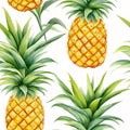 Watercolor Pineapple Seamless Pattern Vibrant Fruit Wallpaper