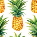 Watercolor Pineapple Seamless Pattern Vibrant Fruit Wallpaper