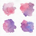 Watercolor pink blue violet, watercolor splashes, spot element