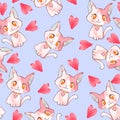 Watercolor pink cats Royalty Free Stock Photo