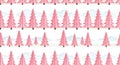 Watercolor Pink Christmas Tree Pattern Royalty Free Stock Photo