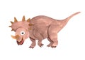 Watercolor pink dinosaur illustration, cute styracosaurus isolated on white for baby nursery decoration, clothing, print