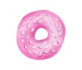 Watercolor pink donut illustration. Hand painted cute doughnut with glaze and sprinkles isolated on white background Royalty Free Stock Photo