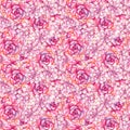 Watercolor pink echeveria succulent rose flower plant hand drawn seamless pattern Royalty Free Stock Photo