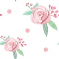 Watercolor Pink Flower Wedding Spring Summer Seamless Pattern Royalty Free Stock Photo