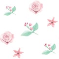 Watercolor Pink Flower Wedding Spring Summer Seamless Pattern Royalty Free Stock Photo