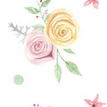 Watercolor Pink Flower Wedding Spring Summer Seamless Pattern Royalty Free Stock Photo