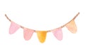 Watercolor pink garland. Baby happy birthday