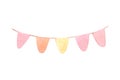 Watercolor pink garland. Flag decoration