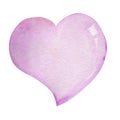 Watercolor pink heart for the holiday for postcards illustration