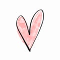 Watercolor pink heart isolated on white background. Paint brush or lipstick texture. Valentine's Day symbol Royalty Free Stock Photo