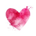 Watercolor pink heart shape art isolated on white background Royalty Free Stock Photo