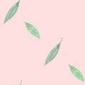 Watercolor Pink with Leaves Wedding Spring Summer Seamless Pattern Royalty Free Stock Photo