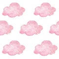 Watercolor pink light clouds background pattern Royalty Free Stock Photo