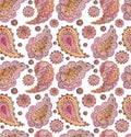 Watercolor Pink Paisley, Mandala and Circles Ethnic Repeat Pattern