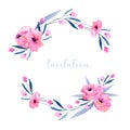 Watercolor pink poppies and small wildflowers wreath, hand drawn isolated on a white background Royalty Free Stock Photo