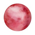 Watercolor pink-red round planet drawing.