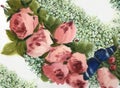 Watercolor pink roses background