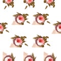Watercolor pink roses pattern Royalty Free Stock Photo
