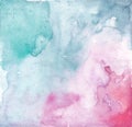 Watercolor pink turquoise background texture, ocean blue watercolor, pink watercolor