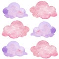Watercolor pink violet light clouds background Royalty Free Stock Photo