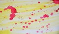 Watercolor pink waxy gold spots colorful hues, strokes of brush, backgrounnd Royalty Free Stock Photo