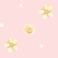 Watercolor Pink Yellow Flower Wedding Spring Summer Seamless Pattern Royalty Free Stock Photo