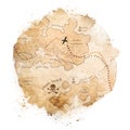 Watercolor treasure map illustration Royalty Free Stock Photo