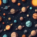 Watercolor planets of the Solar System Royalty Free Stock Photo