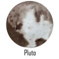 Watercolor planet Pluto isolated on white. Pluto Illustration