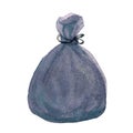 Watercolor plastic bag garbage black isolated on white, Ã¢â¬â¹garbage waste plastic bag hand drawn