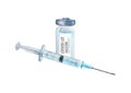 Watercolor cut plastic medical syringe with glass ampoule vial with coronavirus COVID-19 vaccine Royalty Free Stock Photo