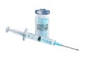 Watercolor cut plastic medical syringe with glass ampoule vial with coronavirus COVID-19 vaccine Royalty Free Stock Photo