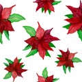 Watercolor poinsettia vintage Christmas ornament