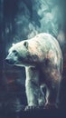 Watercolor Polar Bear on Dark Background. Generative AI