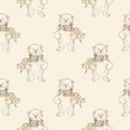 Watercolor polar bear seamless pattern