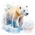 Watercolor polar bear on the snow. Watercolor illustration for your design Generative AI Generative AI