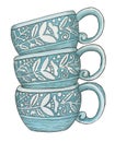 Watercolor porcelain cups