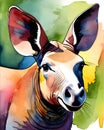 Watercolor Aardvark Portrait 1