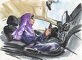 Arabian woman in the car