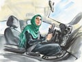 Arabian woman in the car