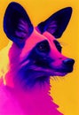 Watercolor portrait of cute African wild dog land animal. Royalty Free Stock Photo