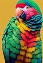 Watercolor portrait of cute amazon parrot bird.