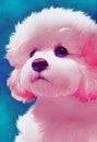 Watercolor portrait of cute Bichons Frises dog.