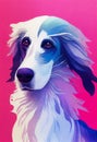 Watercolor portrait of cute Borzoi hound dog. Royalty Free Stock Photo