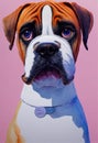 Watercolor portrait of cute Boxer dog. Royalty Free Stock Photo