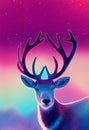 Watercolor portrait of cute caribou land animal. Royalty Free Stock Photo