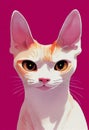 Watercolor portrait of cute Cornish Rex cat.
